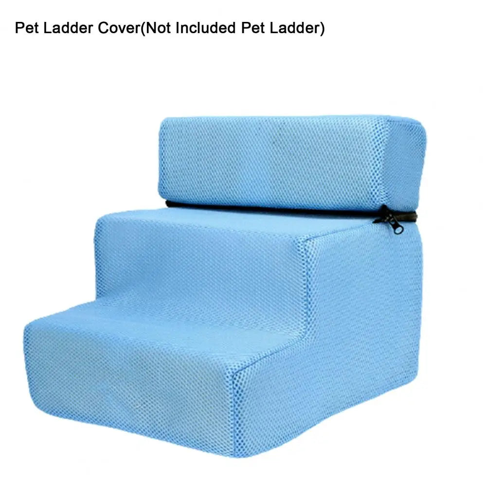 FanzyMarket detachable 3-step pet stair cover with anti-slip faux leather and mesh, suitable for small pets, 11.8 x 11.8 x 13.8 inches.