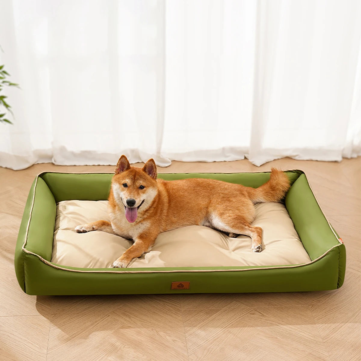 Large waterproof cooling dog and cat bed by FanzyMarket, removable washable pet mat with non-slip bottom for all-season comfort.
