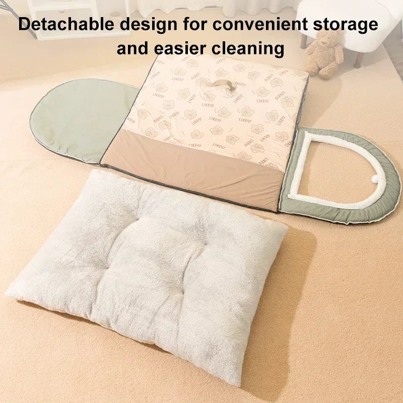 FanzyMarket washable pet bed in grey, cozy nest for small to 2XL dogs and cats, removable and easy to clean.