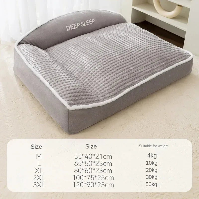 Corduroy pet bed by FanzyMarket, cozy winter sofa nest for dogs and cats in khaki, available in small to large sizes with warm holiday blanket