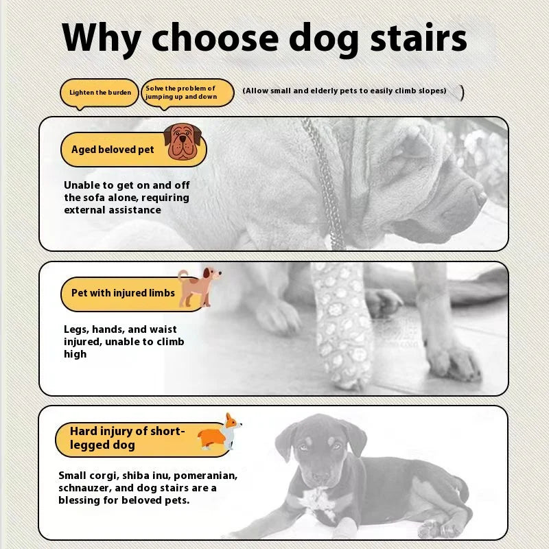 FanzyMarket bone-shaped pet stairs ramp with 3 or 4 steps for dogs and cats, designed for elderly and joint-sensitive pets.