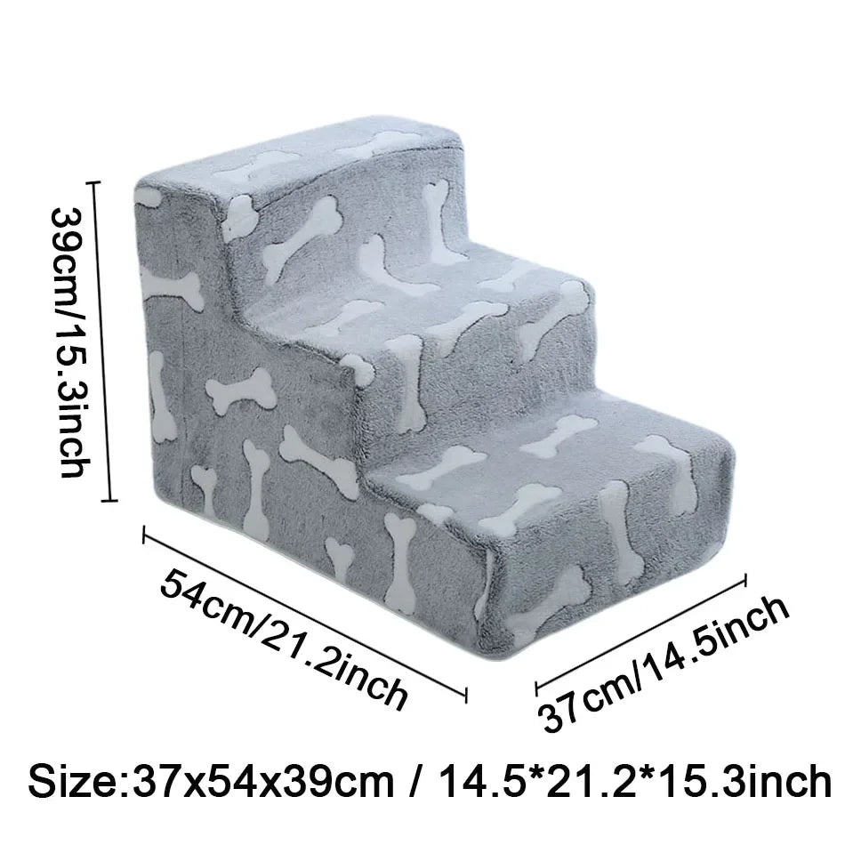 Bone-shaped pet stairs ramp by FanzyMarket, 3 or 4 steps, for dogs and cats to access sofas and beds easily.