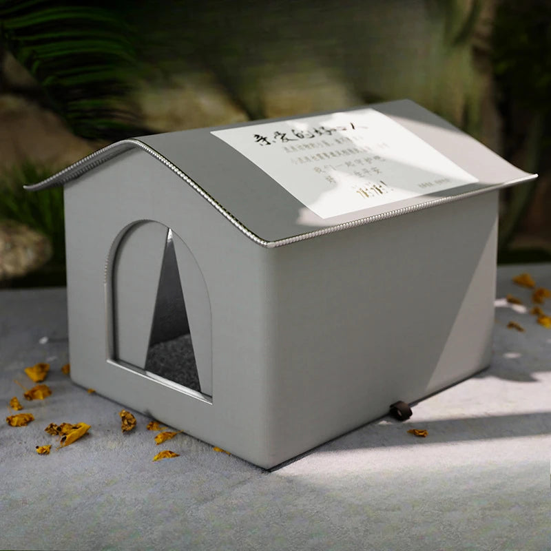 FanzyMarket waterproof foldable pet cave bed for small dogs and puppies, plush, outdoor winter warm dog house, washable and lightweight.