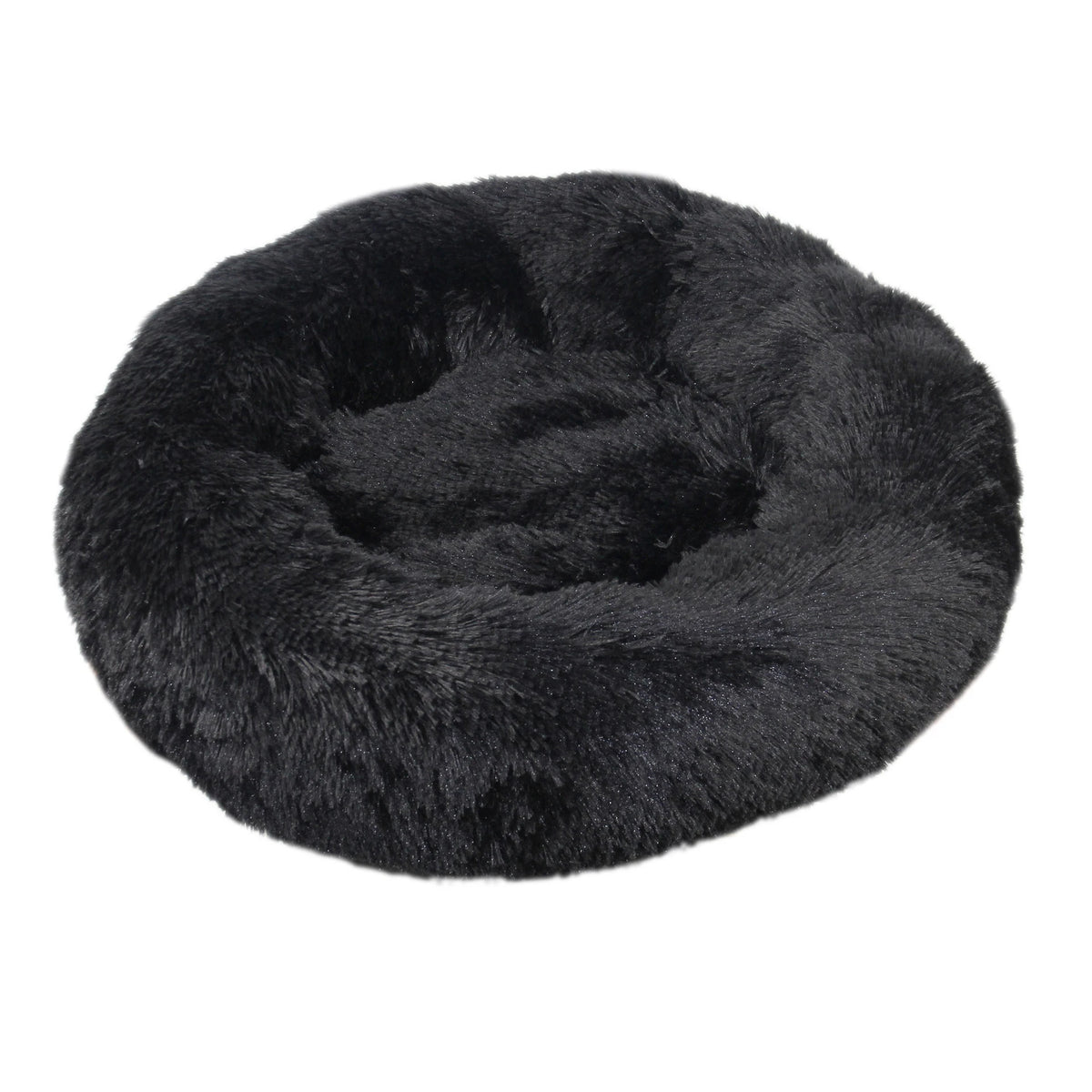 Pink orthopedic donut pet bed by FanzyMarket, soft plush round sofa for dogs and cats, washable and anti-anxiety.