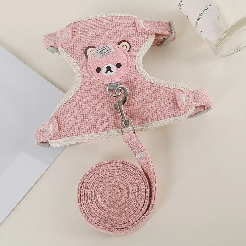 FanzyMarket cute rabbit and small pet harness and leash set, padded, adjustable for cats and rabbits, size S and M.
