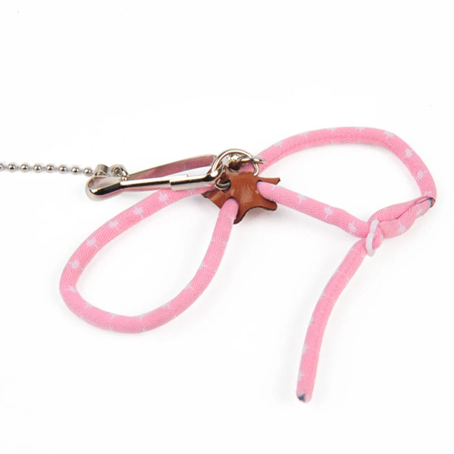 Pink adjustable small pet harness and leash with bell for hamster, rat, mouse, guinea pig, or ferret from FanzyMarket.