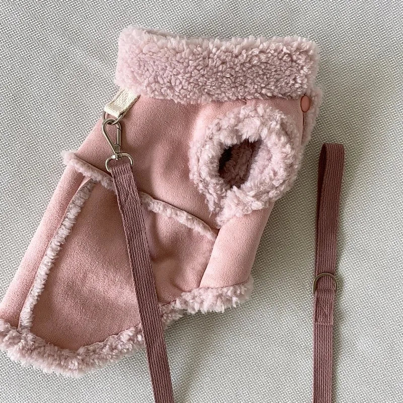 FanzyMarket warm fleece pet vest for small and medium dogs and cats, winter jacket, harness-friendly pet clothing.