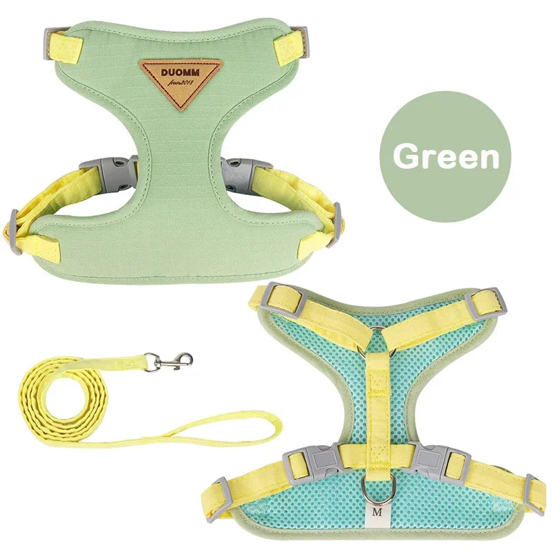 FanzyMarket breathable no-pull puppy harness and leash set for small to medium dogs and cats, ideal for French Bulldog, Chihuahua, Poodle