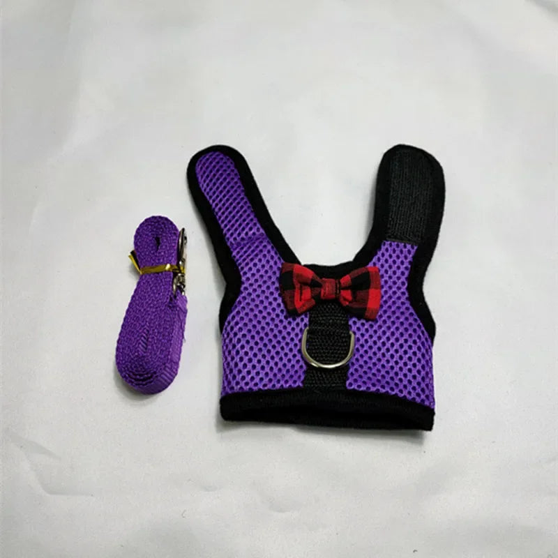 FanzyMarket small animal vest harness and leash set for rabbits, kittens, guinea pigs, adjustable breathable cotton, available in 3 sizes.
