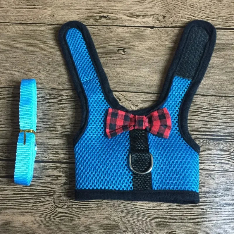 FanzyMarket small animal vest harness and leash set for rabbits, kittens, and guinea pigs, adjustable breathable cotton in three sizes.