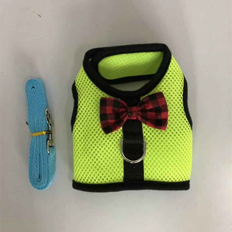 FanzyMarket small animal vest harness and leash set for rabbits, kittens, and guinea pigs, adjustable breathable cotton in three sizes