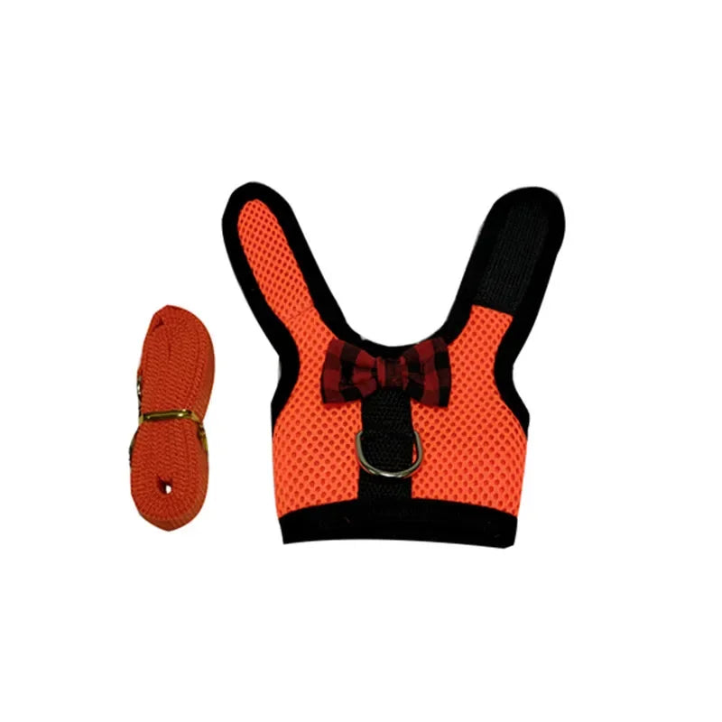 FanzyMarket small animal vest harness and leash set for rabbits, kittens, guinea pigs; adjustable, breathable cotton in three sizes.