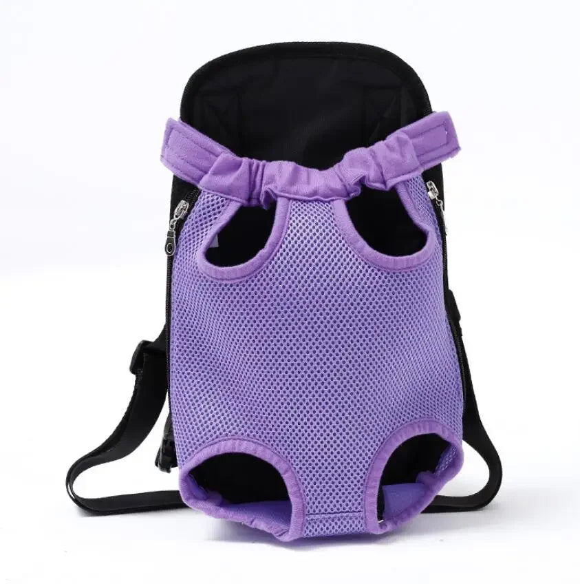 FanzyMarket adjustable double-shoulder pet carrier backpack for cats and small dogs, breathable, hands-free travel and hiking bag.