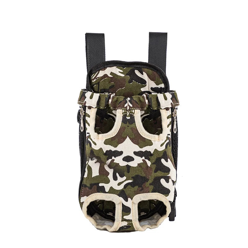 FanzyMarket adjustable double-shoulder pet carrier backpack for small dogs and cats, breathable, hands-free hiking travel bag.