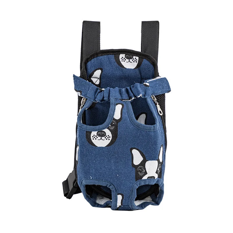 FanzyMarket adjustable double-shoulder pet carrier backpack for cats and small dogs, breathable, hands-free hiking travel bag.