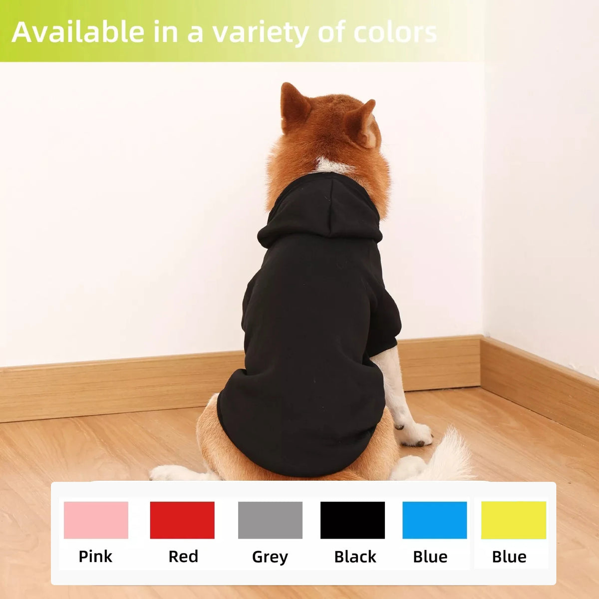 FanzyMarket warm dog hoodie sweatshirt, black hooded coat for small to large dogs, cozy pet apparel for chilly days.