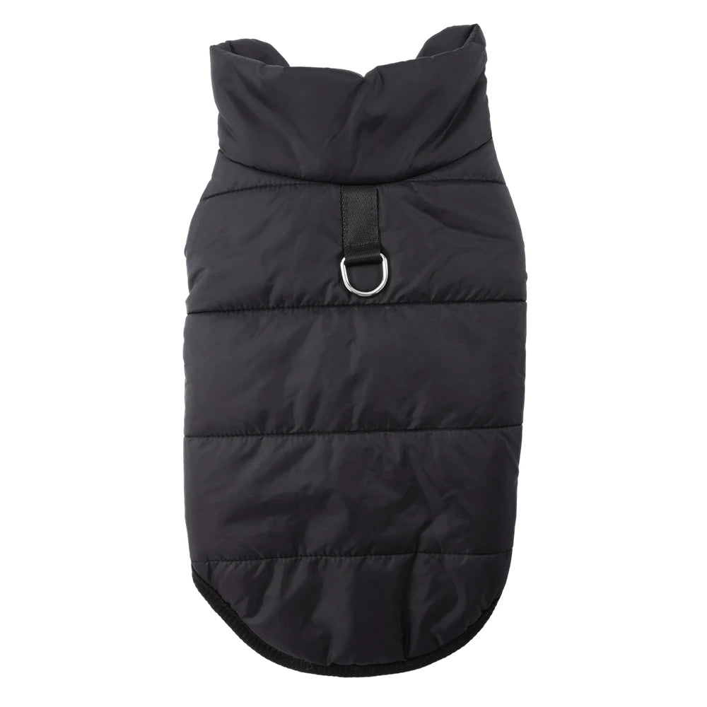 FanzyMarket waterproof fleece winter coat for small dogs and cats, windproof puppy jacket vest in black for breeds like Chihuahua and Beagle.