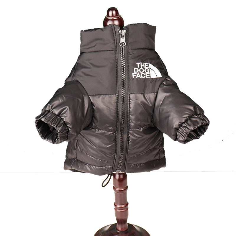 FanzyMarket windproof winter dog jacket with reflective padding for small to large dogs, offers warmth and visibility in cold weather.