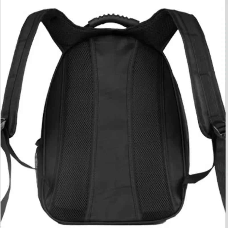 Black portable space capsule cat backpack carrier by FanzyMarket with breathable, ventilated design for comfortable pet travel.
