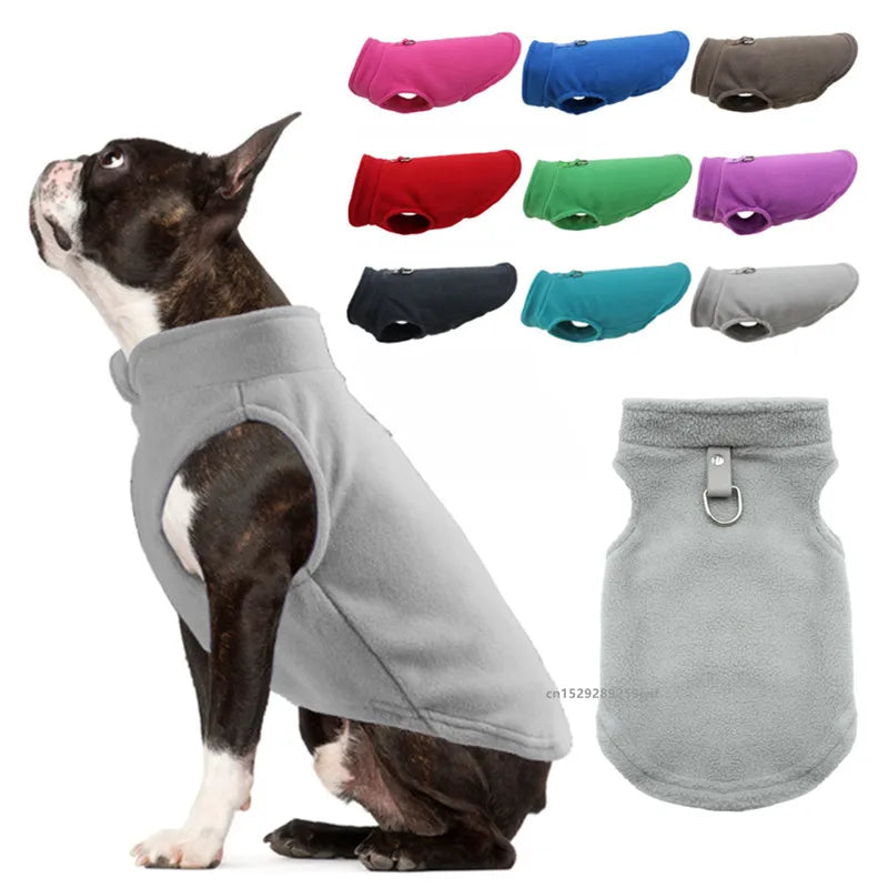 FanzyMarket winter fleece pet jacket vest with D-ring, warm dog and cat coat for small breeds like Chihuahua and French Bulldog.