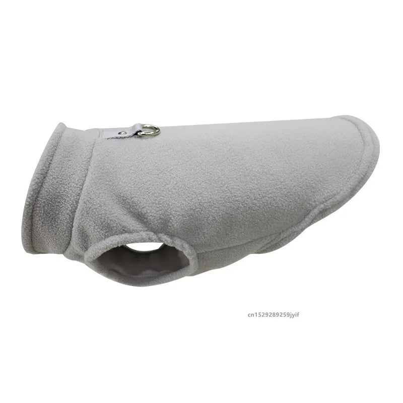 Black winter fleece pet jacket vest with D-ring for small dogs and cats, suitable for Chihuahua and French Bulldog breeds.