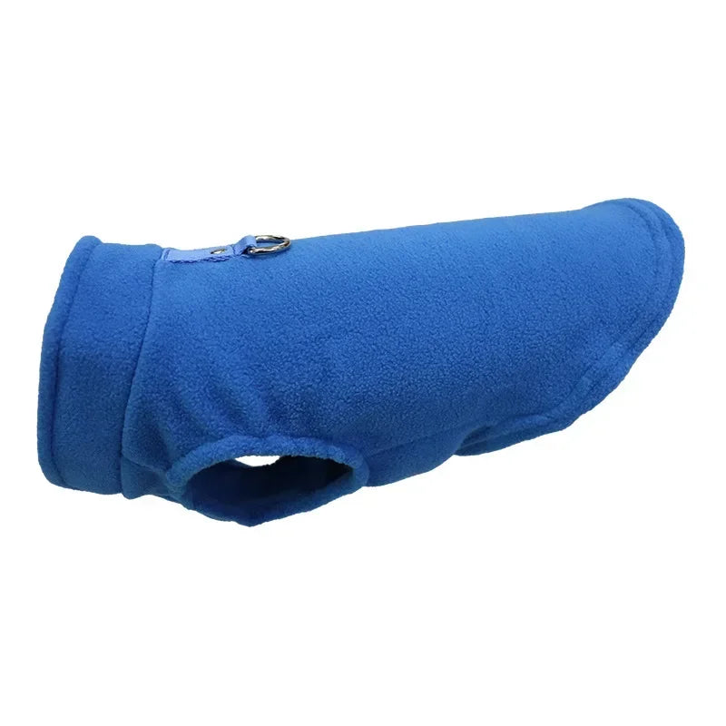 FanzyMarket winter fleece pet jacket vest with D-ring, warm black coat for small dog and cat breeds like Chihuahua and French Bulldog.