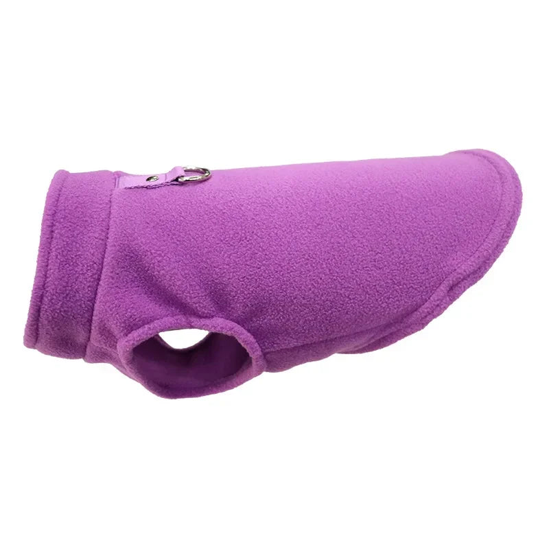FanzyMarket winter fleece pet jacket vest with D-ring, warm black coat for small breeds like Chihuahua and French Bulldog.