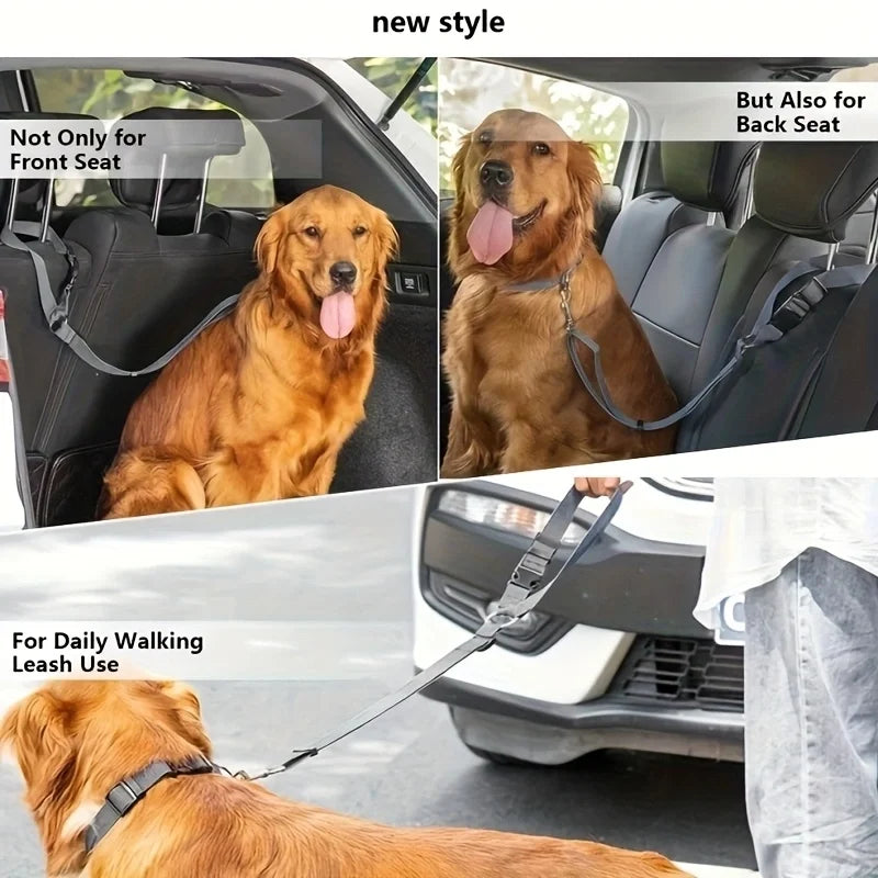 FanzyMarket two-in-one pet car seat belt and harness for dogs, adjustable nylon leash for backseat safety in vehicles.