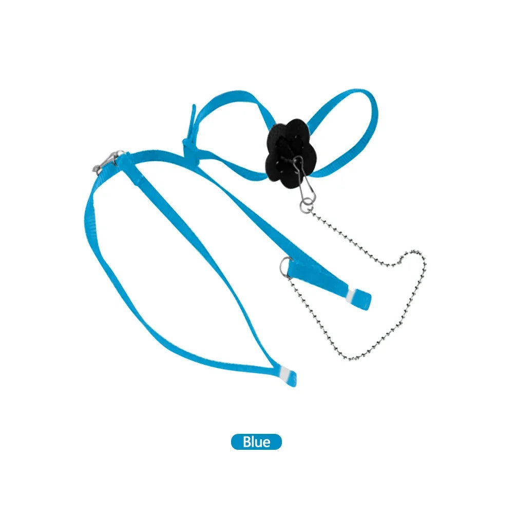 Blue adjustable lizard leash 1.2m nylon traction rope for small reptiles and exotic pets, perfect for outdoor walks and safety.