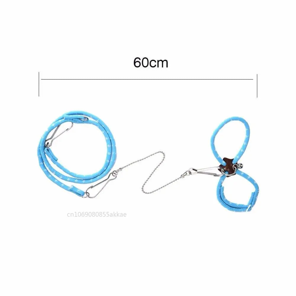 Blue adjustable small pet harness and leash for hamsters, rats, and mice, with nylon material, bell, and breakaway safety from FanzyMarket.