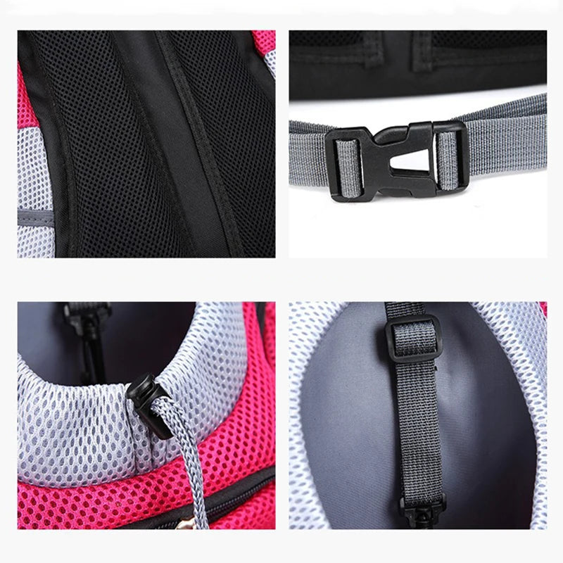FanzyMarket double-shoulder pet carrier backpack for small dogs, breathable travel dog carrier, fits pets up to 12 kg.