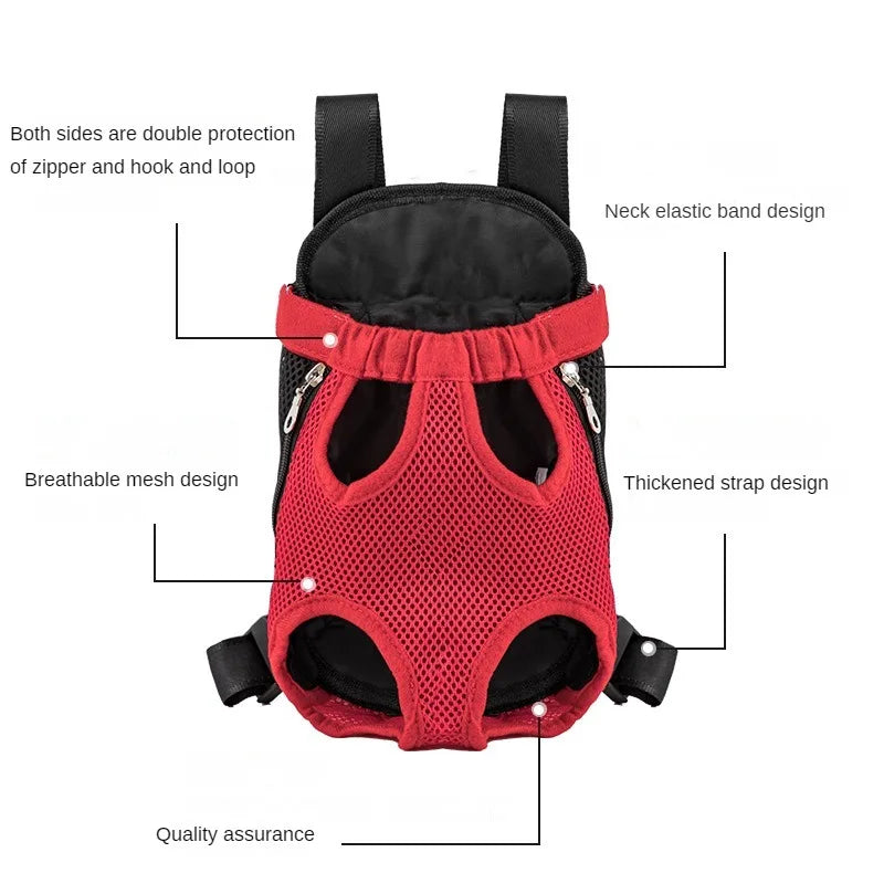 FanzyMarket breathable double-shoulder pet carrier backpack with mesh front for small dogs and cats, portable travel pet supplies.