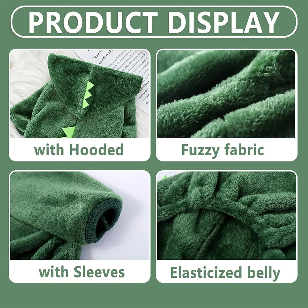 FanzyMarket dinosaur cotton pet pullover for small dogs and cats, soft, cute sweater ideal for autumn and winter wear.