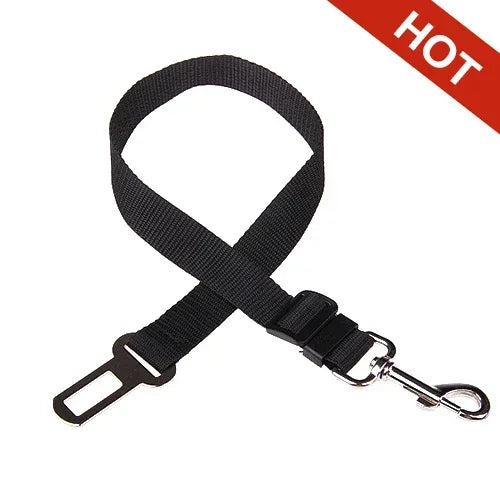 FanzyMarket adjustable pet seat belt for dogs and cats, nylon safety restraint with quick-release clip, fits 17.7 to 28.3 inches.