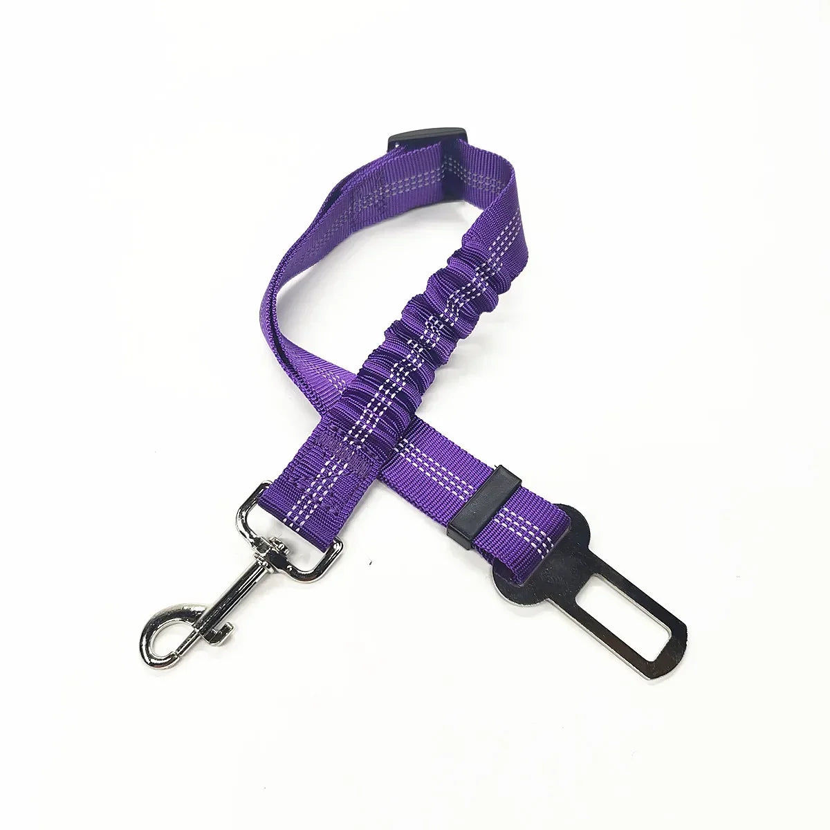 FanzyMarket adjustable nylon pet seat belt for dogs and cats, 17.7-28.3 inches, with quick-release clip for car safety.
