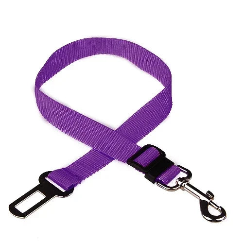 FanzyMarket adjustable pet seat belt for dogs and cats, nylon safety restraint with quick-release clip, fits 17.7 to 28.3 inches.