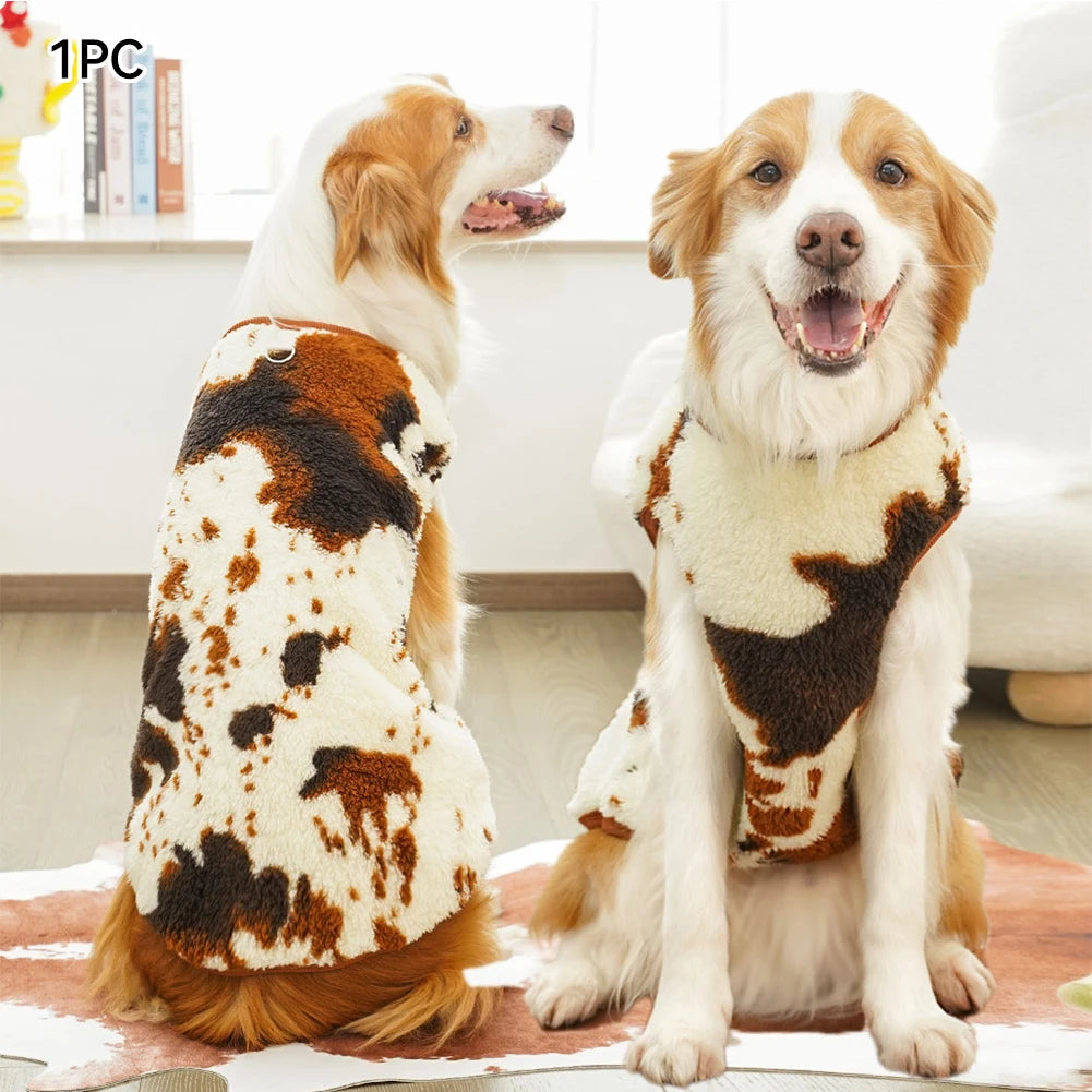 FanzyMarket warm flannel winter coat for dogs and cats, size M–7XL, in colorful dot pattern, suitable for pets 2.5 to 35 kg.