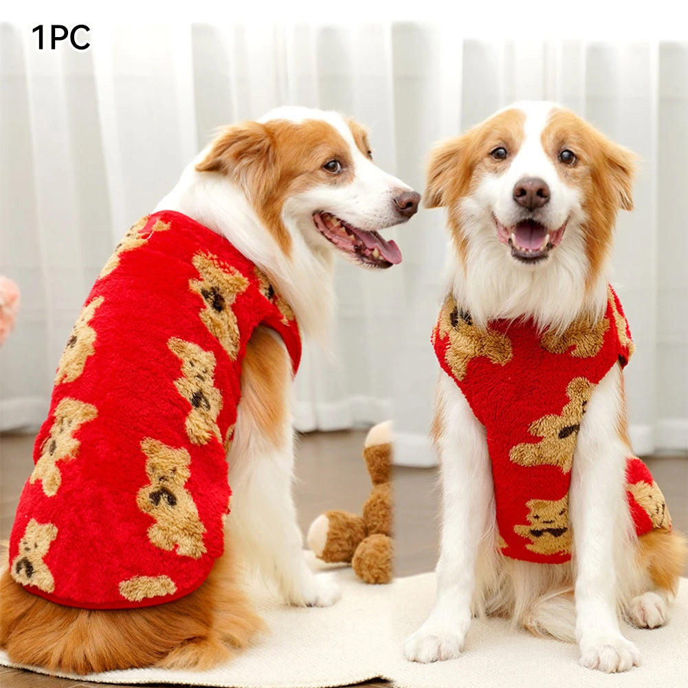 FanzyMarket warm flannel winter coat for dogs and cats, size M–7XL, soft and cozy pet apparel for cold weather comfort.