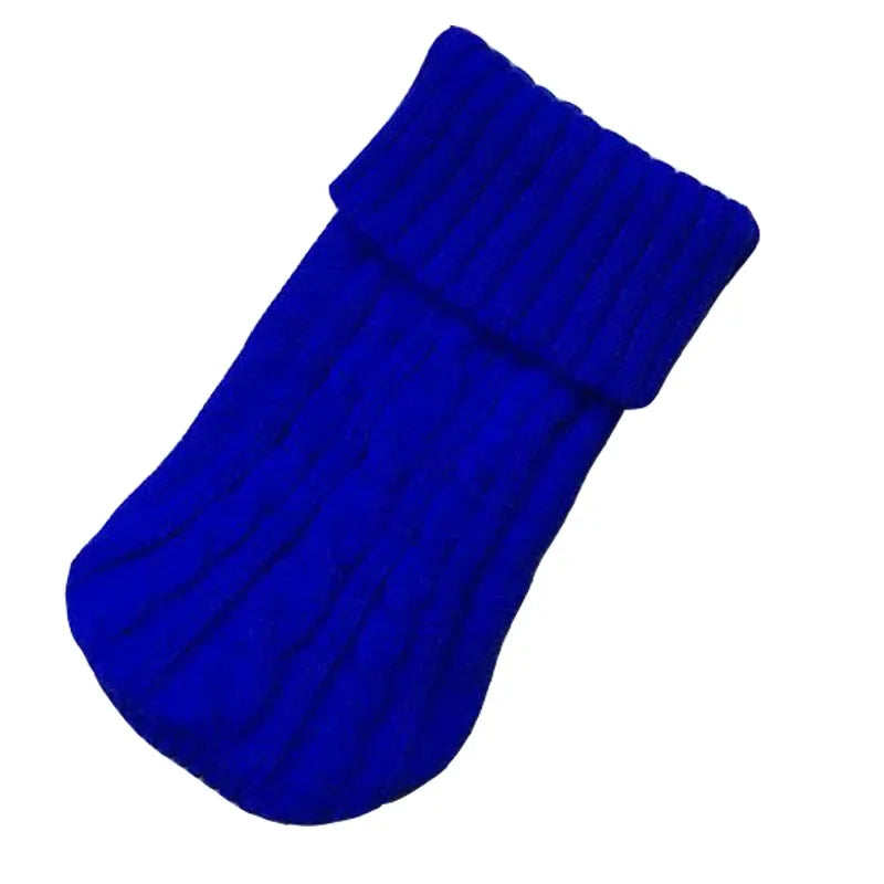 FanzyMarket knitted winter dog sweater for small and medium dogs, Chihuahua and Yorkie puppy pullover in deep blue.