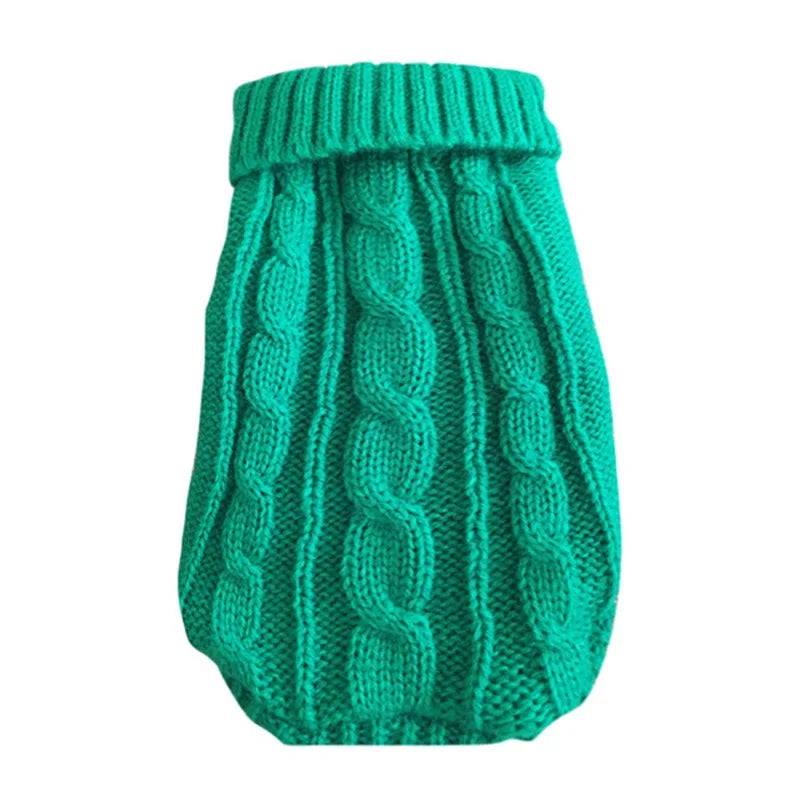 FanzyMarket knitted winter dog sweater for small and medium dogs like Chihuahua and Yorkie, deep blue pullover for cold weather.
