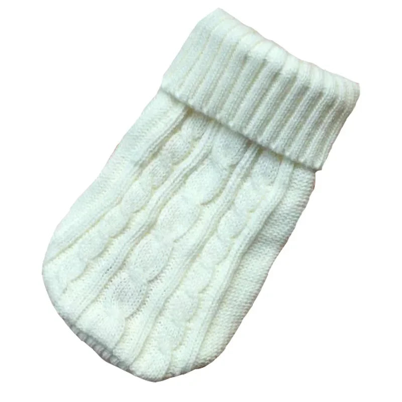 FanzyMarket knitted winter dog sweater for small to medium dogs, Chihuahua and Yorkie puppy pullover in deep blue.
