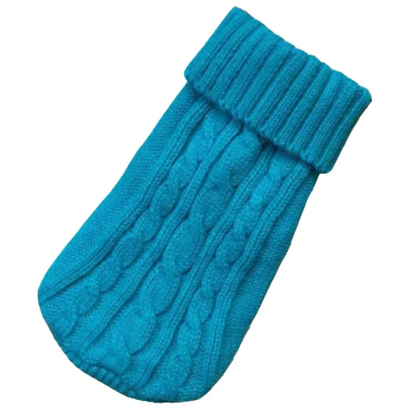 FanzyMarket knitted winter dog sweater for small and medium breeds like Chihuahua and Yorkie, in deep blue, 2XL size.