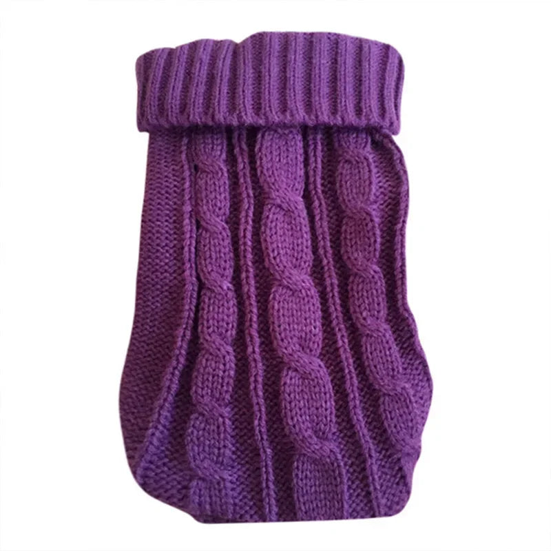 FanzyMarket knitted winter dog sweater for small and medium breeds like Chihuahua and Yorkie, deep blue pullover for puppies.