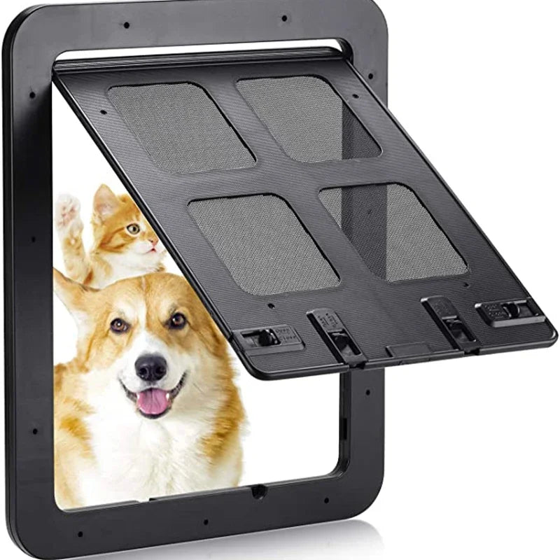 FanzyMarket magnetic lockable pet screen door for cats and small to medium dogs, window or gate mount, easy to install.