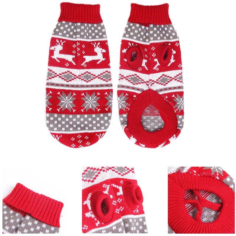 Warm knitted pet sweater for small and medium dogs and cats, featuring a cozy winter coat from FanzyMarket.
