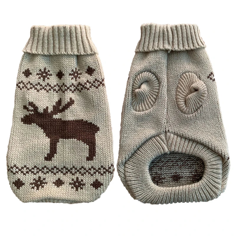 Warm knitted pet sweater by FanzyMarket, cozy winter coat for small and medium dogs like Chihuahua, Yorkie, and French Bulldog.