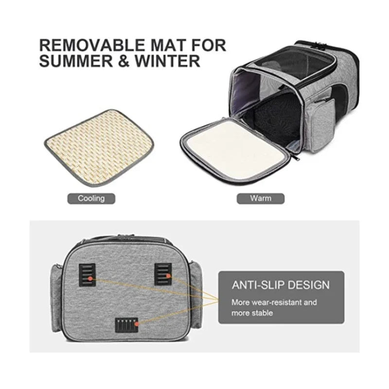 FanzyMarket breathable foldable pet carrier backpack for cats and small dogs, fits pets up to 6.5 kg (14.3 lb).