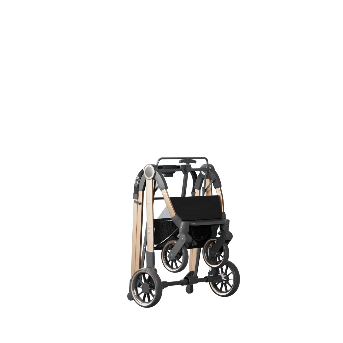 FanzyMarket 2-in-1 foldable pet stroller with detachable carrier bag, khaki color, designed for small dogs and cats.