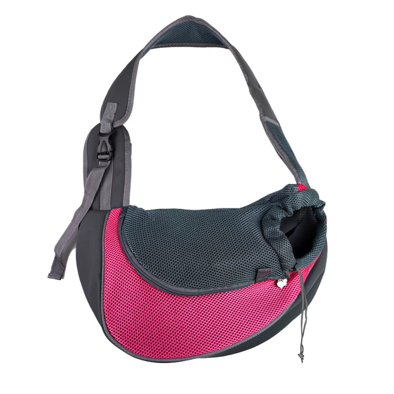 FanzyMarket pet sling carrier shoulder bag with mesh for small dogs and cats, perfect for travel and daily walks.