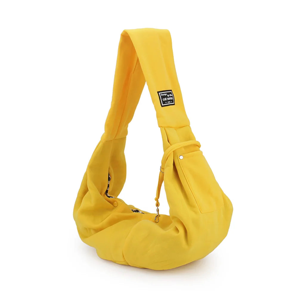 FanzyMarket portable pet shoulder carrier with phone pocket, ideal for small dogs and cats, in orange-brown travel handbag style.